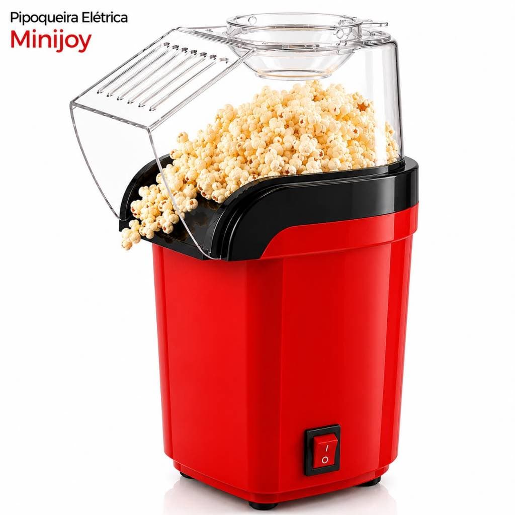 Pipoqueira Elétrica Ar Quente 110V MiniJoy Sem Óleo 1200W Máquina de Fazer Pipoca Rápida e Saudável