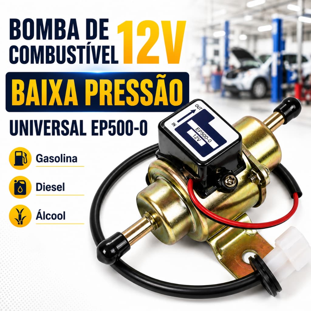 Bomba de Combustível 12V Baixa Pressão - Gasolina, Diesel e Álcool EP500-0 Universal