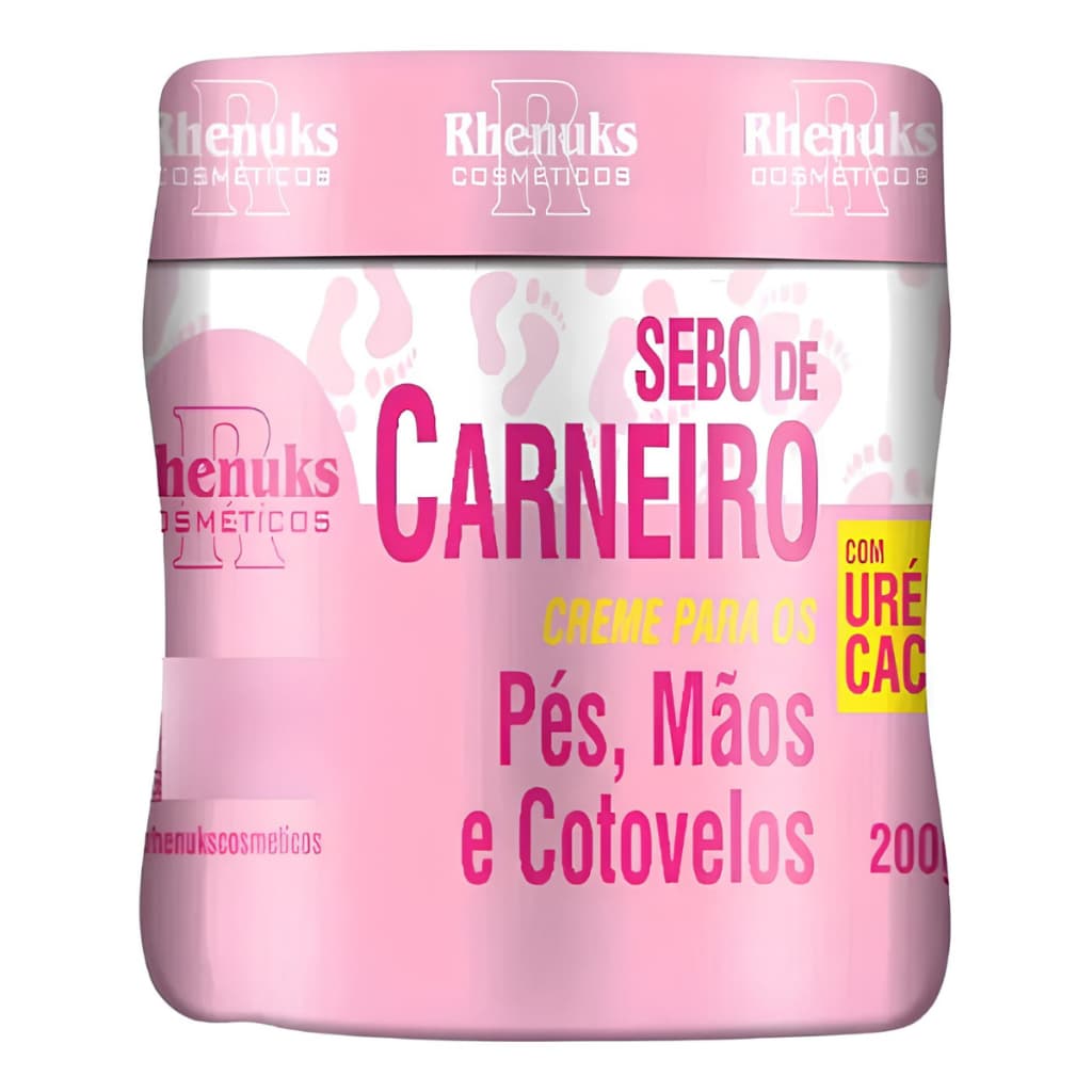 Sebo De Carneiro Creme Anti Rachaduras e Ressecamento Pés Mãos e Cotovelos Rhenuks 200g
