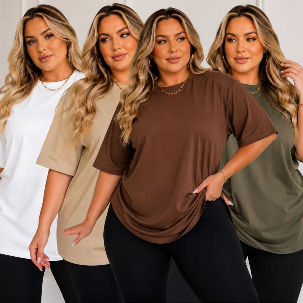 Kit 4 Camisetas Femininas Basica Plus Size 100% Algodão