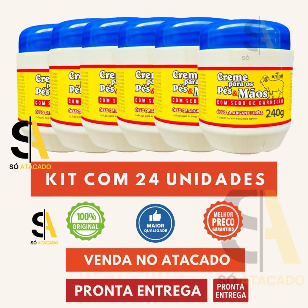24 UND Creme Hid. Sebo De Carneiro APINIL AZUL 240g - Original -  Para Hidratação De Rachaduras