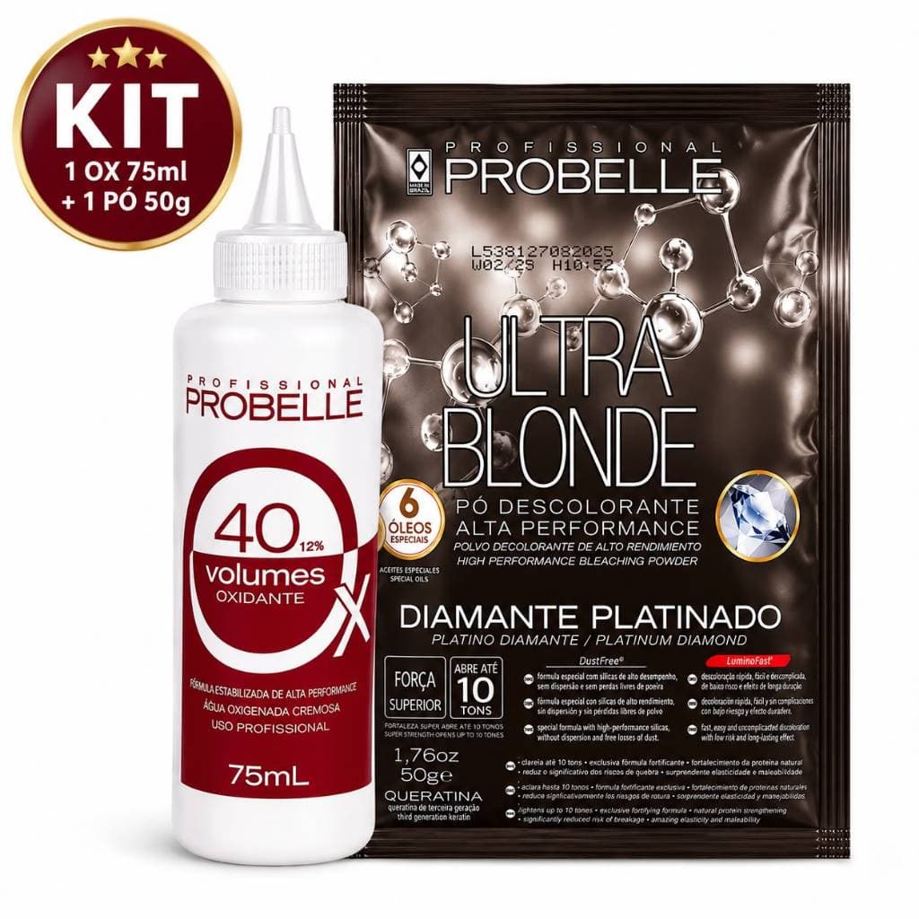 Kit Ox 75ml + Pó Descolorante 50g Probelle Profissional