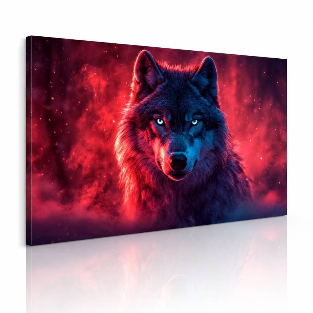 Quadro Decorativo 1 Peça Lobo Cósmico Nebuloso Ultra HD Horizontal.