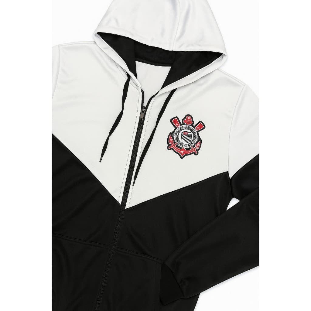 Jaqueta Corta Vento Corinthians Masculina Impermeável Leve Esportiva Casaco com Capuz Corta Vento