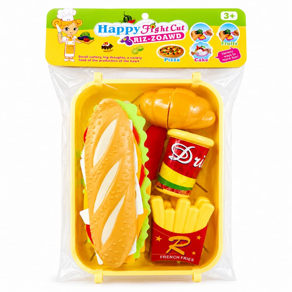 Kit Brinquedos Comidas Cozinha Velcro Interativo