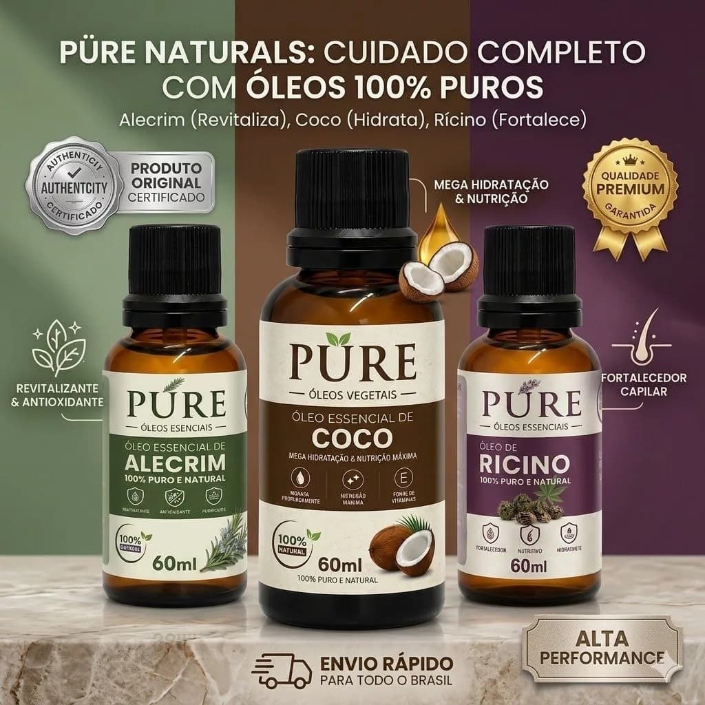 Kit Terapia Capilar Óleo de Coco + Alecrim + rícino 60ML CADA