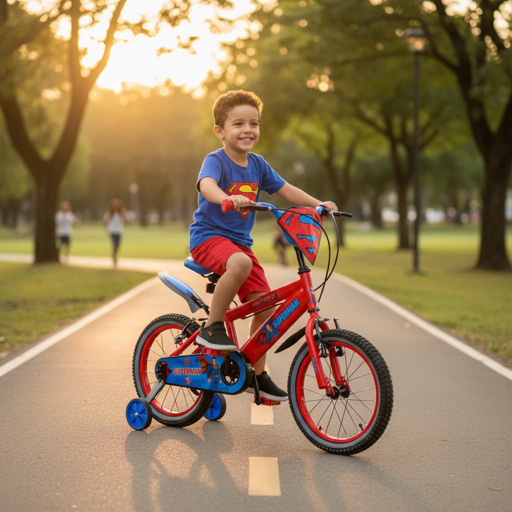 Bicicleta Infantil Superman Aro 16 com Rodinhas Freio Seguro Quadro Resistente
