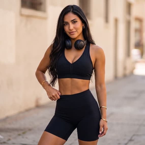 Conjunto Fitness Feminino Bulcri - Top com Bojo Removível e Short Modelador - Suplex de Alta Performance