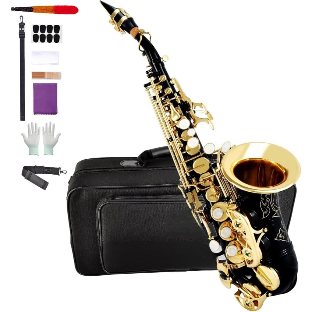 Saxofone Soprano Sib Bb Reto Profissional para Estudo e Performance com Estojo, Boquilha, Palheta e Limpeza
