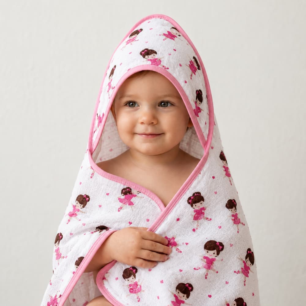 Toalha de Banho Bebe Fralda Soft com Capuz 100% Algodão Enxoval Menina Macia