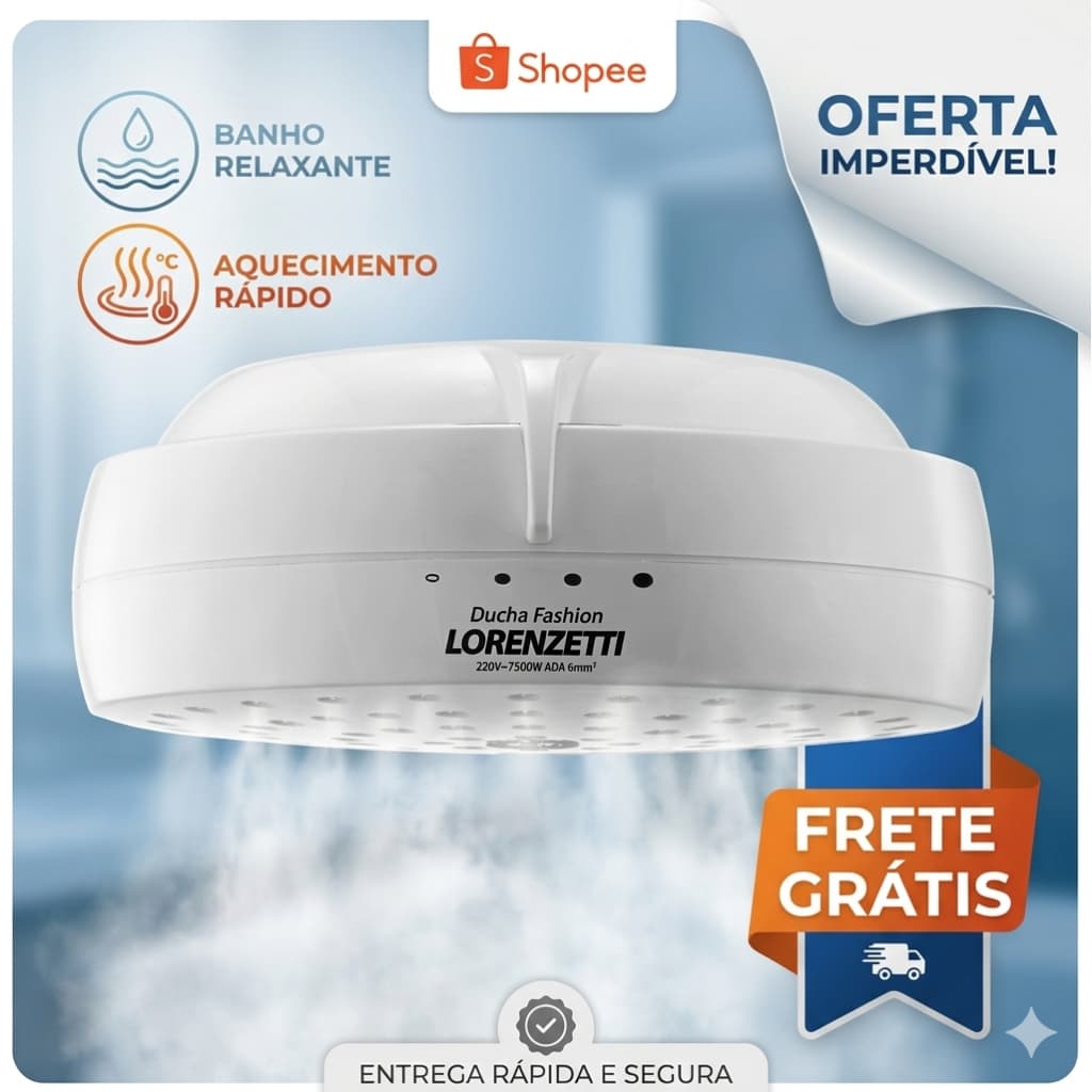 Chuveiro Ducha Lorenzetti Fashion 220v 7500w Original Nota Fiscal Chuveiro Elétrico 4 Temperaturas Potente