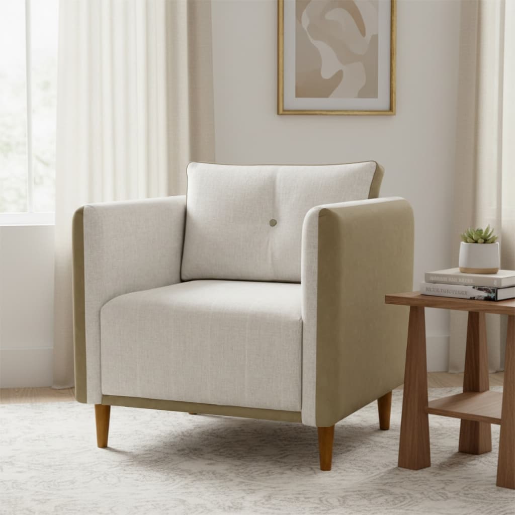 Poltrona Decorativa Aviv Para Sala Escritório Recepção Luxo Linho Premium Easy Clean Corino Caramelo