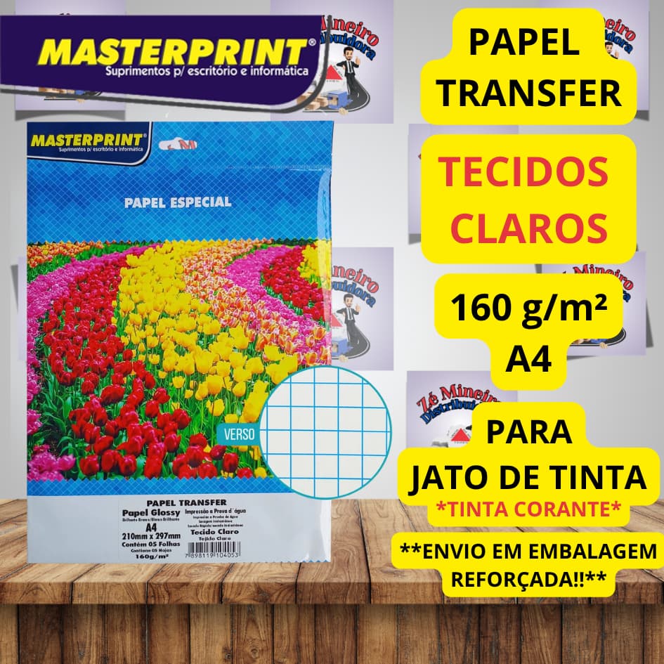 Papel Transfer Tecidos Claros 160g A4 Masterprint