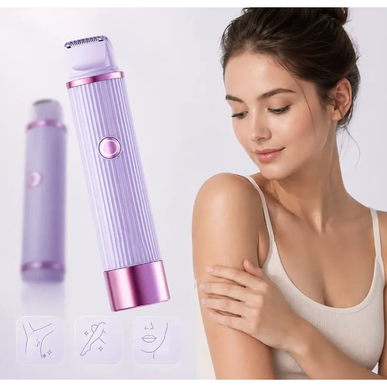 Depilador Elétrico Feminino com navalha dupla Recarregável com 2 Cabeças Removedor de Pelos Portátil USB indolor