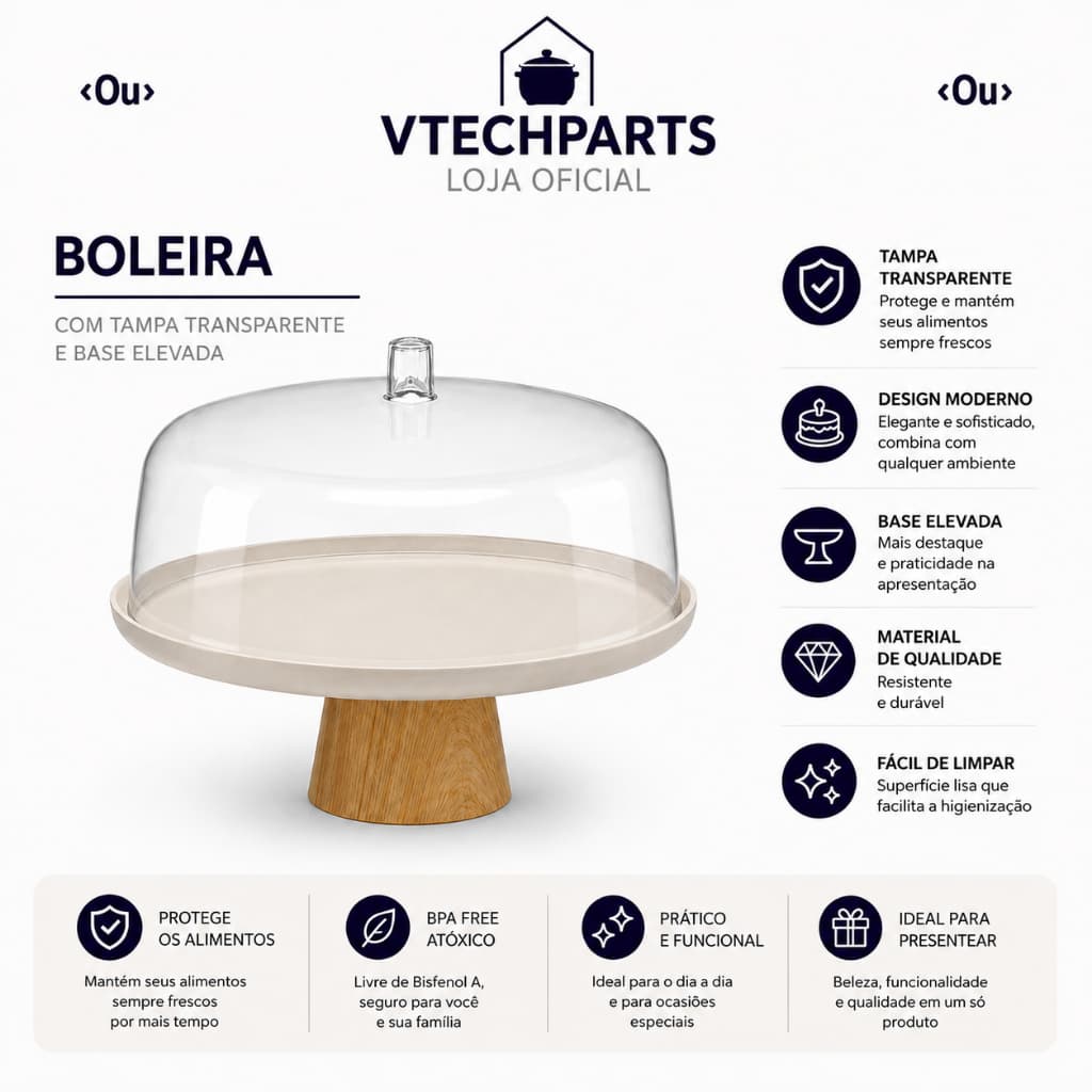 Boleira Ou com Cúpula e Pé 25cm Linha Lume
