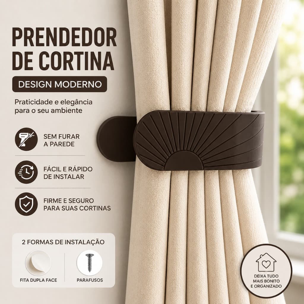 Prendedor de Cortina de Parede Decorativo | Abraçadeira Presilha Suporte Fixador Moderno