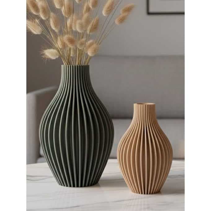 Vaso de Flores Decorativo - Espiral Oliva 3D