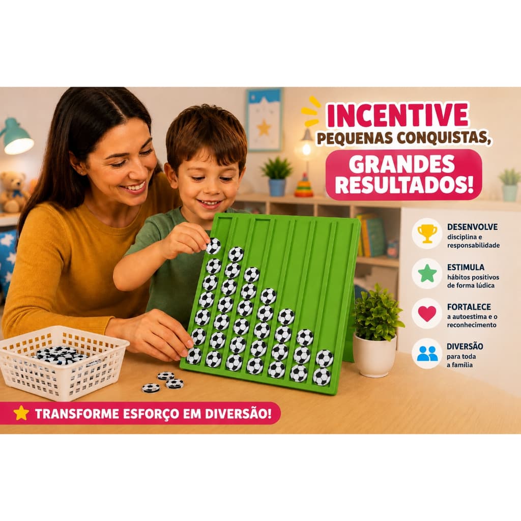 Quadro de Recompensas Infantil | Acompanha Fichas de Bola e Cesta de Armazenamento