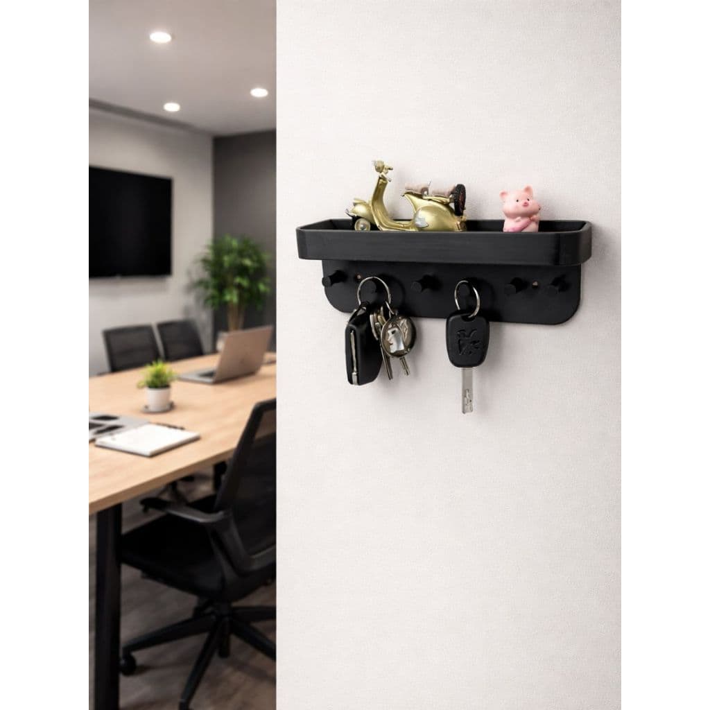 Porta Chaves de Parede com Prateleira Organizador Cheveiro Decorativo Sala Escritório Decore