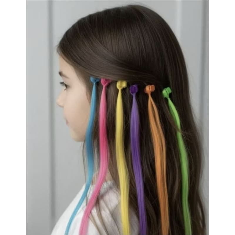6 Mechas de Cabelo Coloridas Sintéticas Com Piranha Prende Fácil no Cabelo