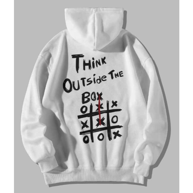 Moletom Think Outside The Box Streetwear Com Capuz Estampa Inverno Frio Estilo Algodão Premium