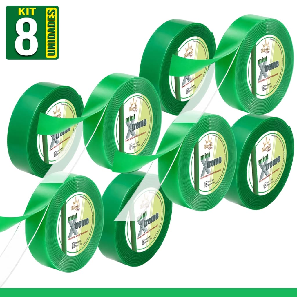 Fita Dupla Face Transparente 8un Royal Tape Xtreme 12mm Vhb 2M Adesivo Quadros Ripado Cabeceira Forte Resistente