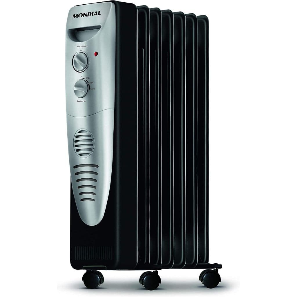 Aquecedor a Óleo Mondial A-06NV 1500W 3 Níveis Termostato Silencioso Não Resseca o Ar