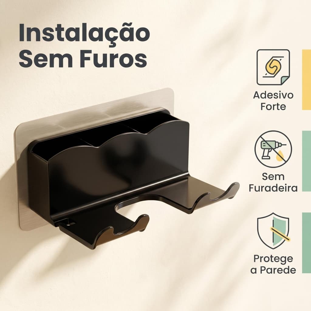 Suporte De Parede Para Secador De Cabelo Resistente