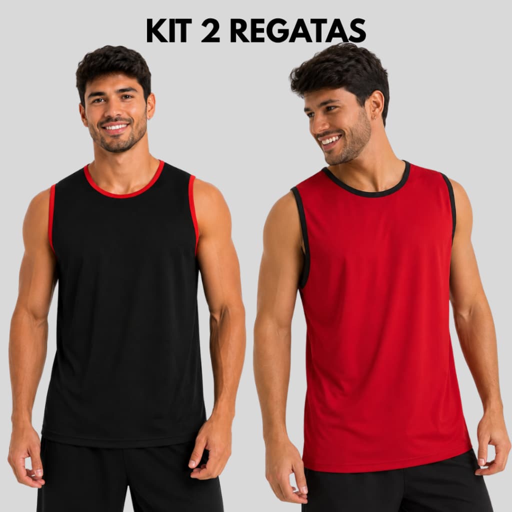 Kit 2 Camisetas Regata Masculina Dry Fit Academia Treino Corrida Esportiva Leve Respirável Estilosa
