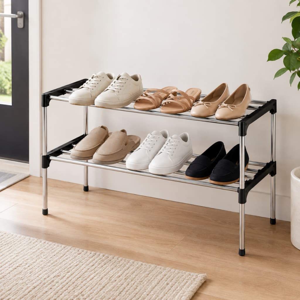 Sapateira Vertical Inox Organizadora 2 Andares Tênis Chinelo