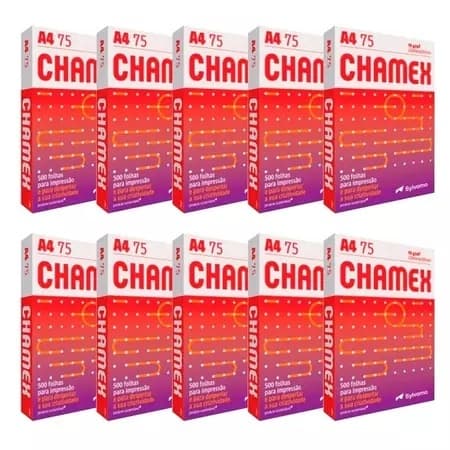 Papel Sulfite A4 Chamex 75g – Caixa com 10 Pacotes (5.000 Folhas)