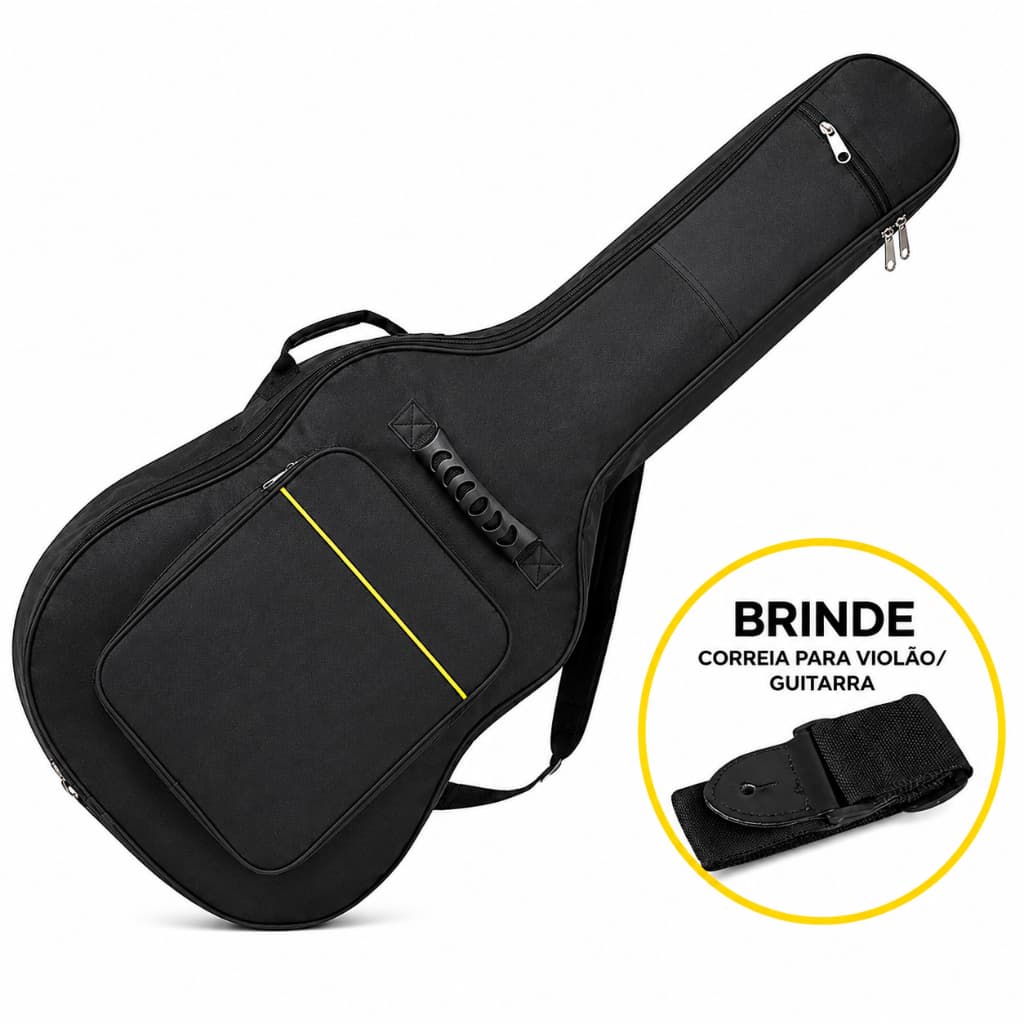Capa Case Bag Violão Clássico Guitarra Luxo Proteção Impermeável Bolso Externo Correia Brinde