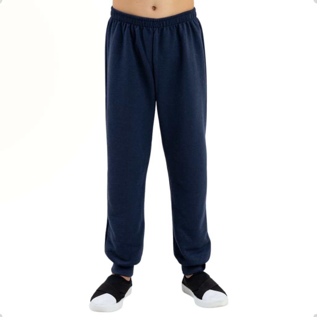Calça Moletom Peluciada Infantil Unissex Azul Marinho