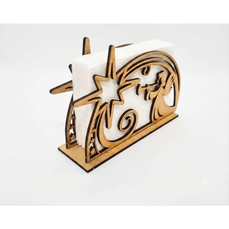 Kit 10 Porta guardanapos Natal MDF cru anjo com estrela 13x9x4cm