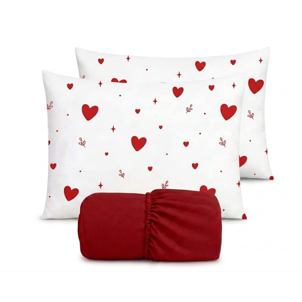Jogo de lençol de algodão de casal para cama box padrão e queen com fronhas estampadas de elástico