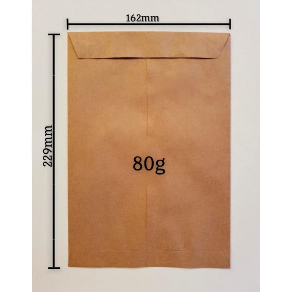 100 Envelopes A5 Saco Kraft Pardo Meio A4 162x229mm 80g