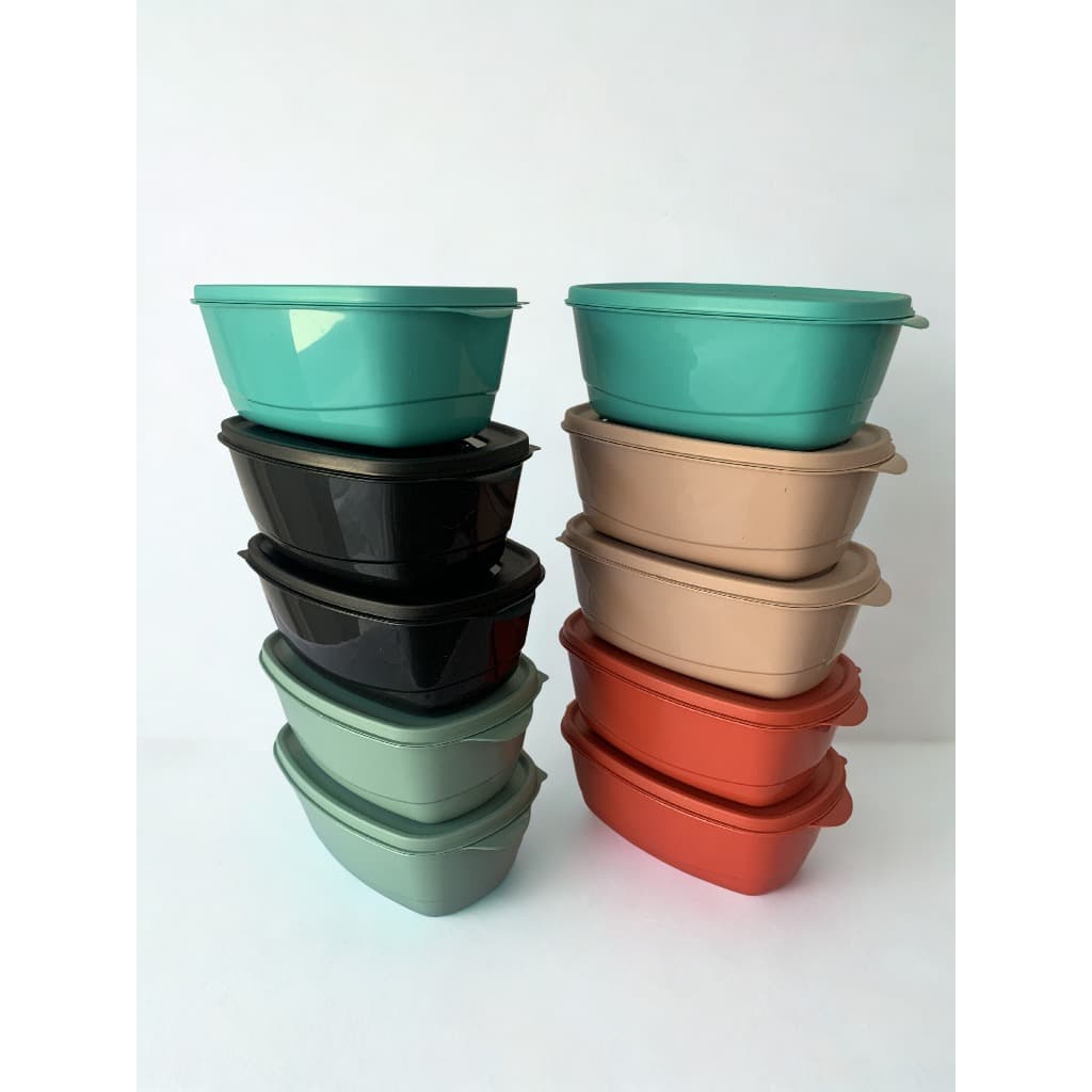 Kit com 10 Potes Retangulares 750 ml com Tampa | 5 Pares de Cores