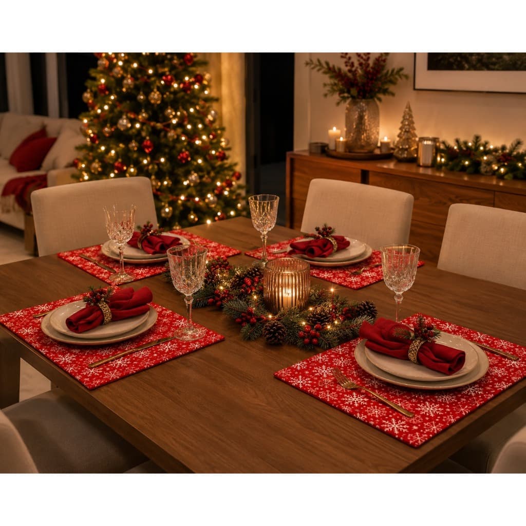 Jogo Americano Natalino Premium | Sousplat Natal | Ceia Decoração Natal | Suplát Natalino | Mesa Posta de Natal