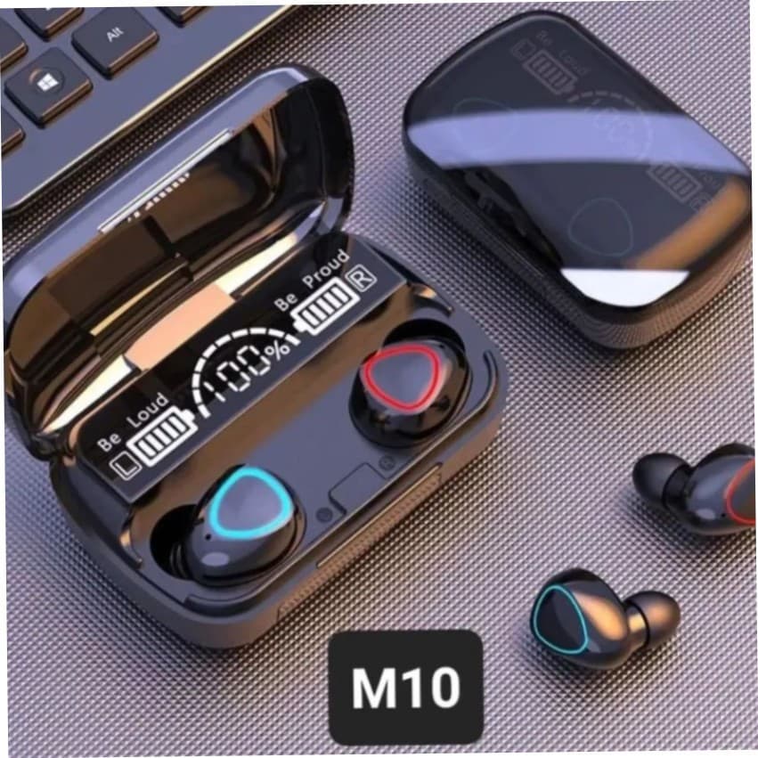 Fone Bluetooth M10 Sem Fio TWS Display Digital Power Bank Bluetooth 5.1 IPX7 Microfone Gamer Preto