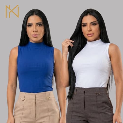 Blusa Regata Feminina Canelada com Gola Alta – Moda Confortável, Casual e Elegante para Verão, Primavera e Looks