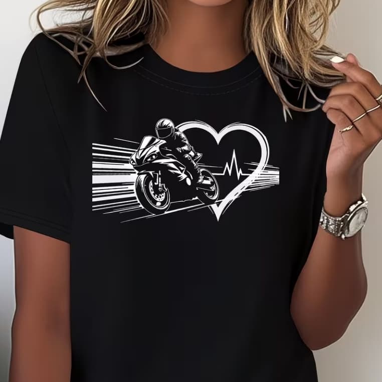 Camiseta Feminina Algodão Premium Paixão por Moto