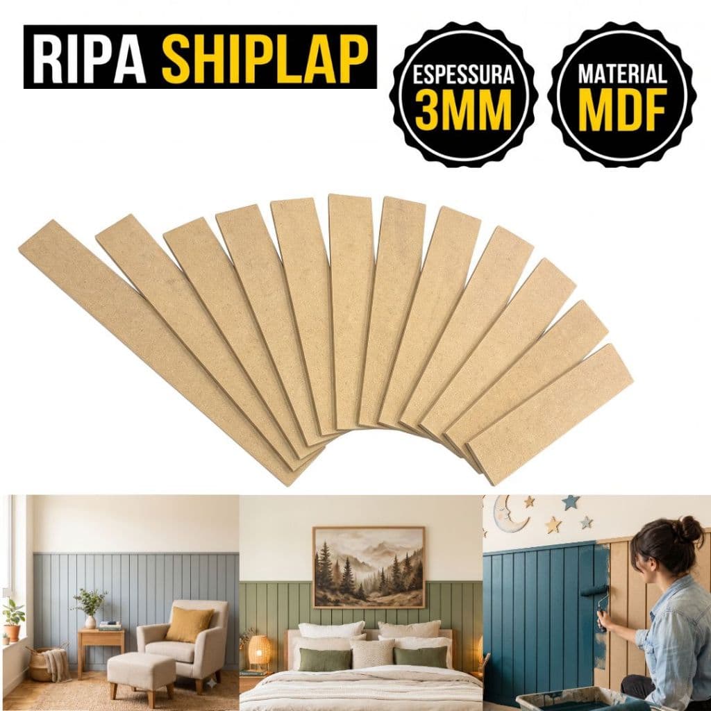 Kit Ripa Lambri MDF Cru 100cm | 90cm Cabeceira Ripado Shiplap Boiserie - Pronta para pintar