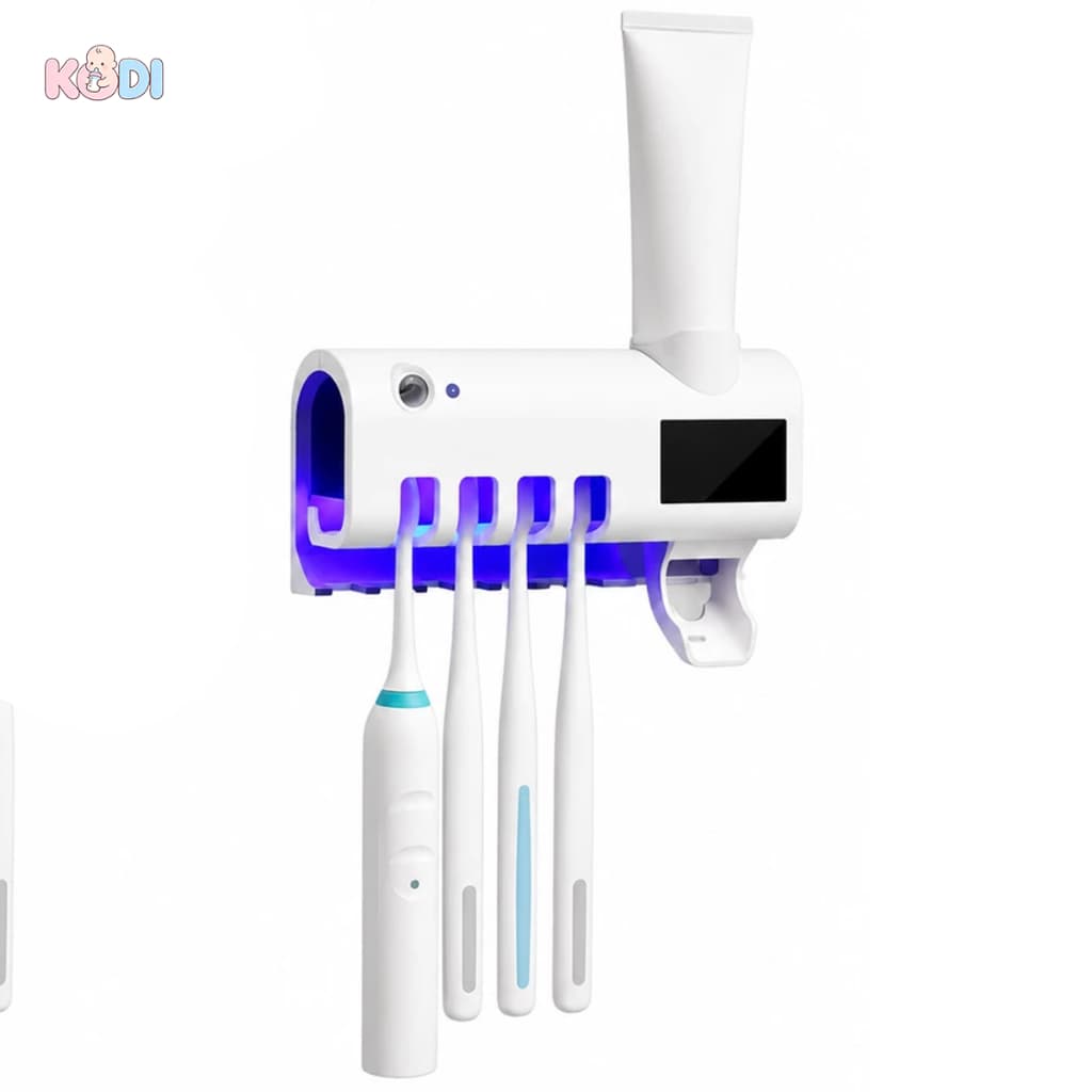 Porta Escova de Dentes UV com Dispenser de Pasta Dental Suporte Banheiro Sem Furar --K8/9