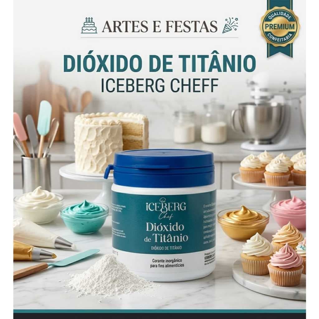 Dióxido de Titânio 100g – Corante Branco Alimentício em Pó | Iceberg Chef