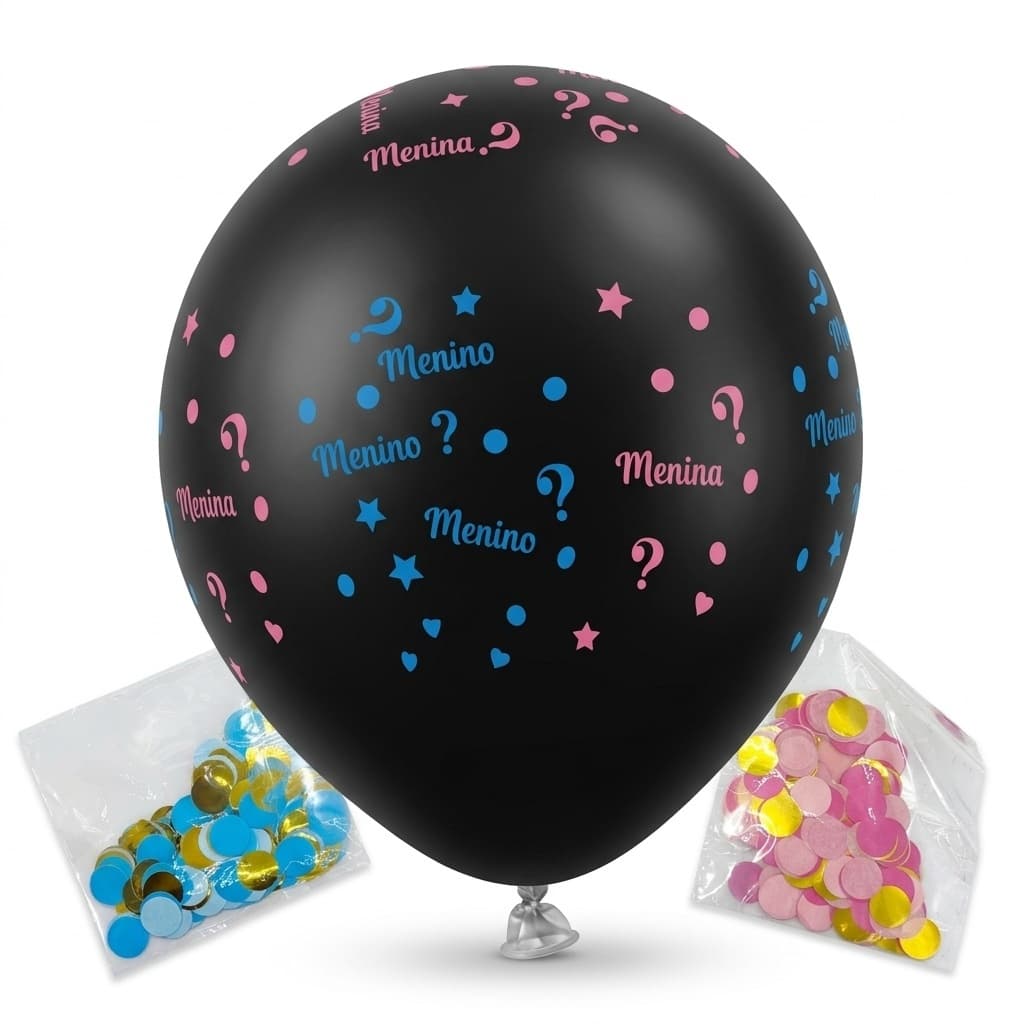 Balão Chá Revelação 36 “ Polegadas 90CM Preto Confetes Azul Rosa Gender Reveal Descubra o Bebê Festa