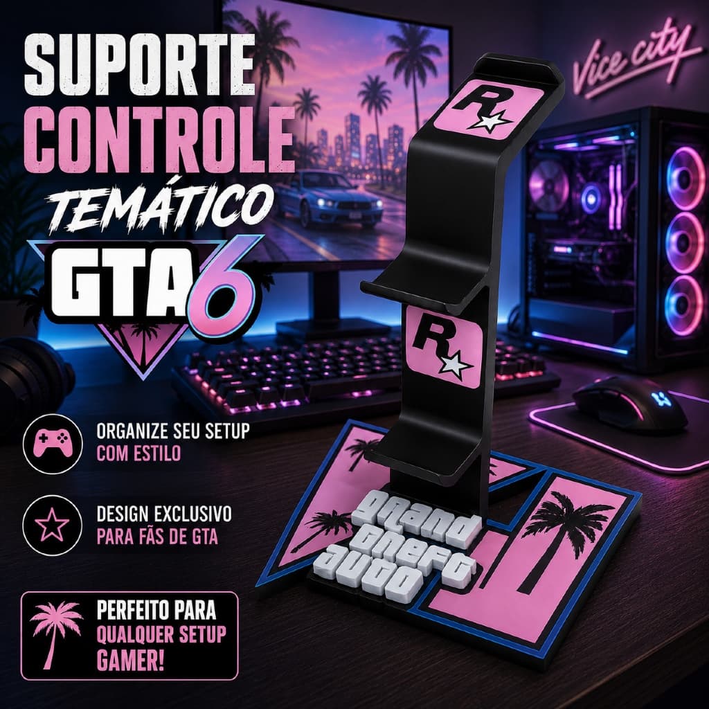Suporte Controle PS5 Xbox e Headset Gamer Porta 2 Controles e Fone Organizador Suporte Controle Xbox Videogame GTA 6