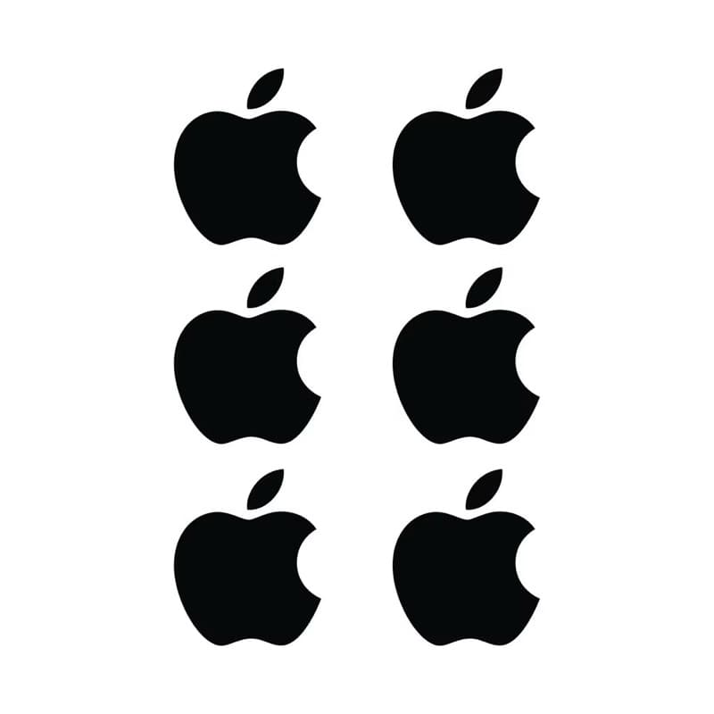 Kit 6 Adesivos Maçã mordida Apple iPhone iPad iPod- carro moto capacete 5X6CM preto