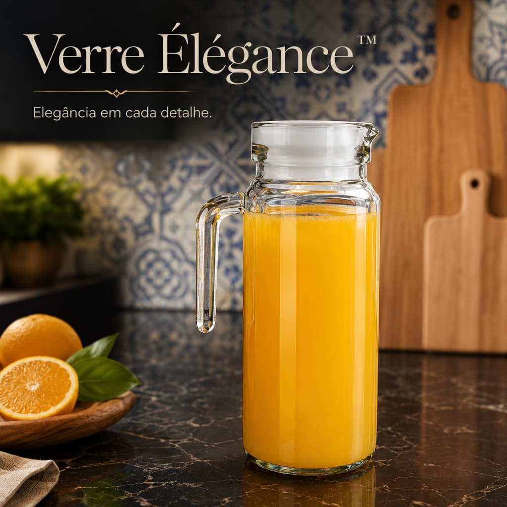 Jarra de Vidro 1 Litro com Tampa Clean Transparente para Água Suco Chá Design Moderno