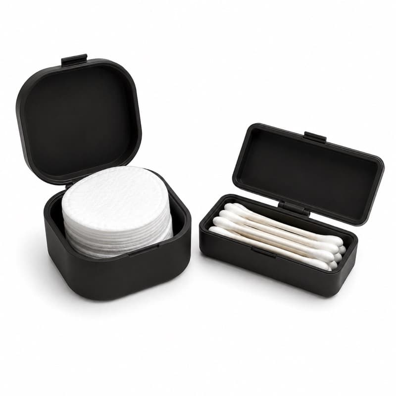 Kit 2 Estojos Porta Cotonetes e Disco de Algodão Organizador Viagem Necessaire Higiene Pessoal