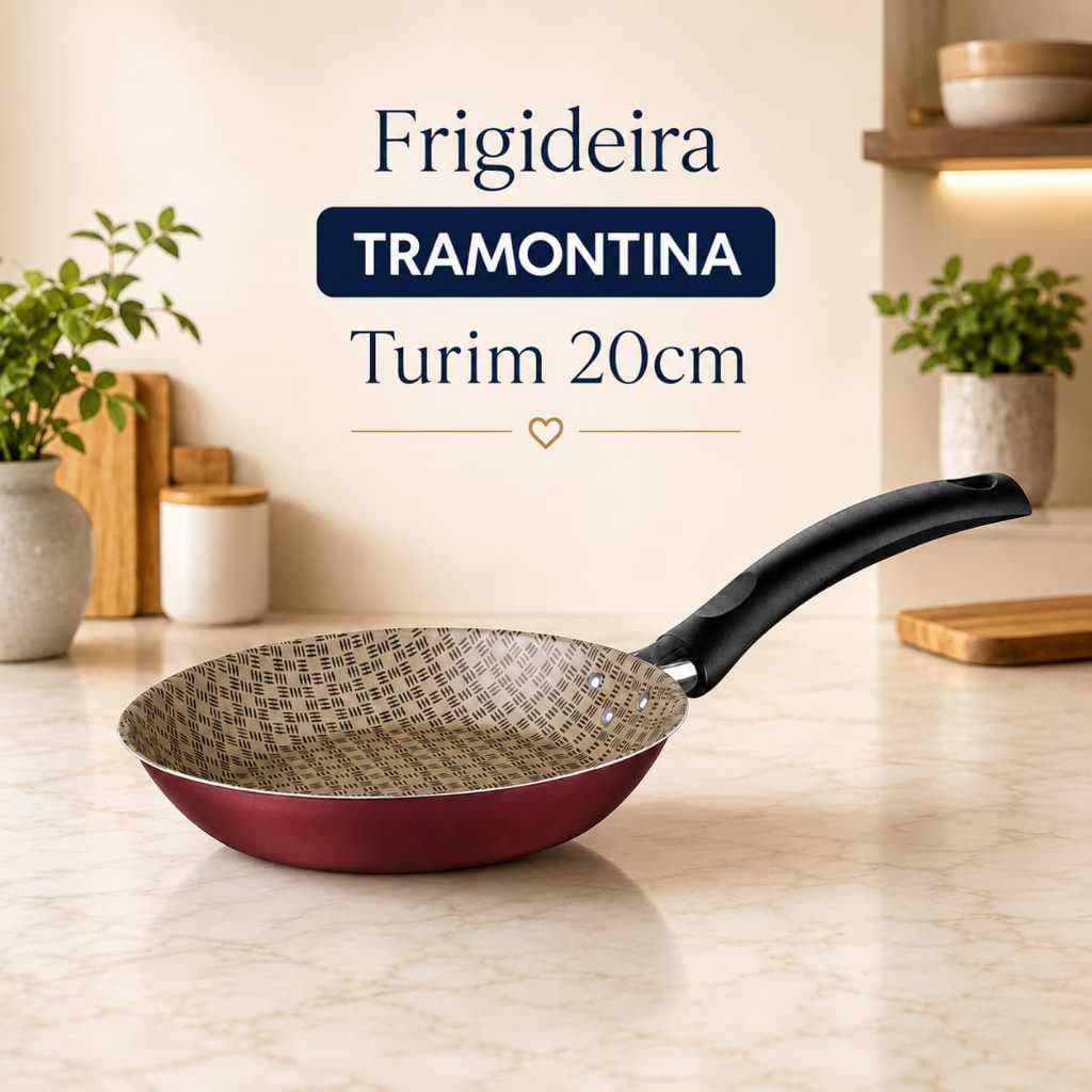 Tramontina Frigideira Turim Vermelha 20cm Antiaderente Starflon Max – leve, aquece rápido, não gruda, durável